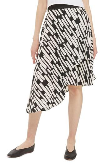 Women's Topshop Cut Stripe Asymmetrical Skirt Us (fits Like 0-2) - Black
