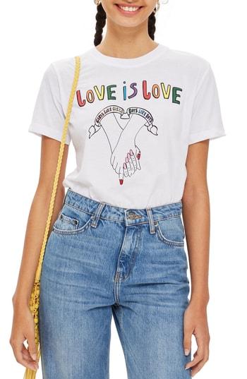 Women's Topshop Love Is Love T-shirt Us (fits Like 0) - White