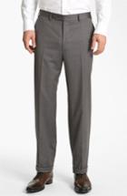 Men's Canali Flat Front Wool Trousers R Eu - Blue