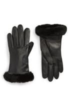 Women's Ugg Classic Leather Tech Gloves With Genuine Shearling Trim