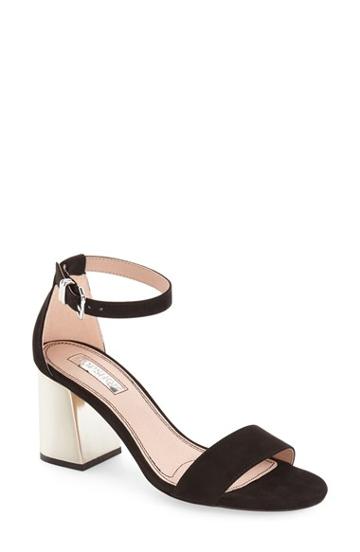 Women's Topshop 'noodle' Block Heel Sandal .5us / 36eu - Black