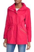 Women's Lauren Ralph Lauren Stowaway Hood Drawstring Waist Anorak - Red