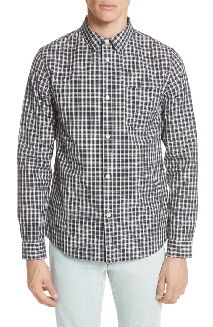Men's A.p.c. Victor Check Sport Shirt, Size - Blue