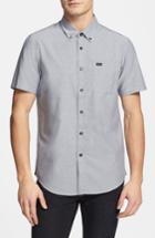 Men's Rvca 'that'll Do' Slim Fit Short Sleeve Oxford Shirt, Size - White