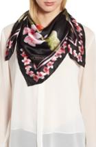 Women's Ted Baker London Peach Blossom Square Silk Scarf, Size - Black