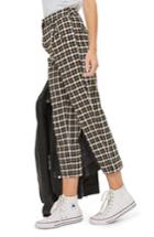 Women's Topshop Monica Checked Peg Trousers Us (fits Like 0) - Black