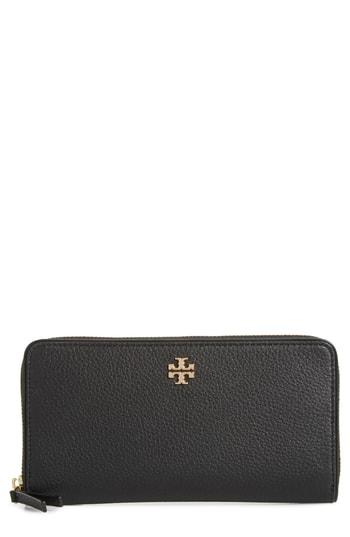 Women's Tory Burch Marsden Leather Zip Around Wallet - Black