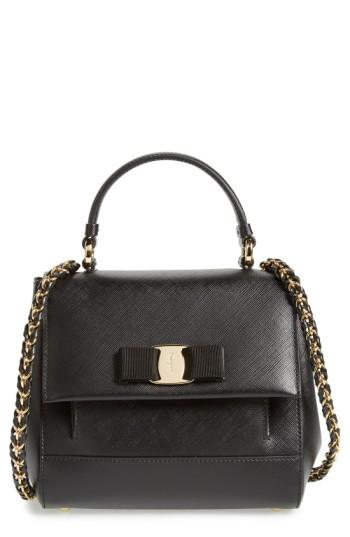 Salvatore Ferragamo Small Saffiano Leather Bow Top Handle Satchel -
