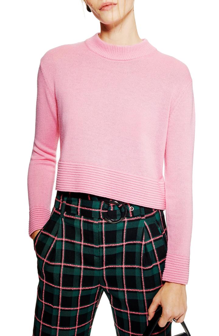 Women's Topshop Cash Ottoman Crop Sweater Us (fits Like 6-8) - Pink