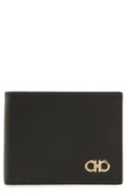 Men's Salvatore Ferragamo Calfskin Leather Bifold Card Case - Black