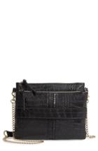 Leith Croc Embossed Double Pouch Crossbody Bag - Black