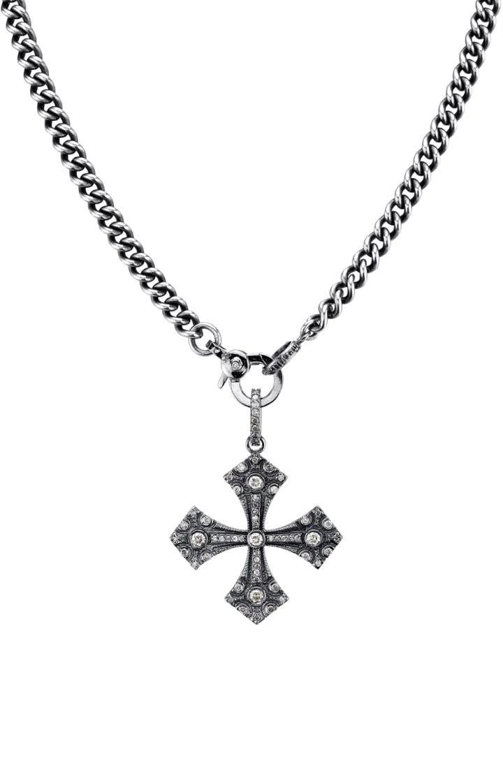 Women's Sheryl Lowe Gothic Cross Pendant Necklace With Diamonds