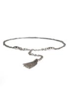 Women's St. John Collection Hamm Swarovski Crystal Chain Tassel Belt, Size Small/medium - Ruthenium/ Crystal Silver