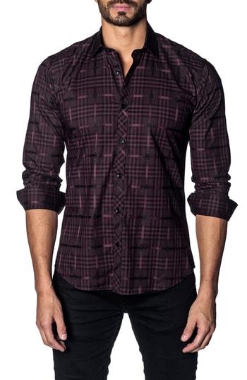 Men's Jared Lang Slim Fit Plaid Sport Shirt - Purple