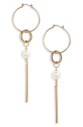 Women's Bp. Imitation Pearl Geometric Drop Earrings
