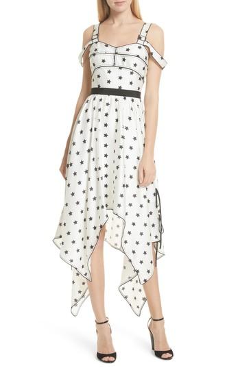 Women's Self-portrait Star Print Handkerchief Hem Dress - White