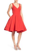 Women's Ieena For Mac Duggal Double V-neck Fit & Flare Party Dress - Red
