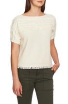 Women's 1.state Raw Edge Combed Cotton Sweater, Size - White