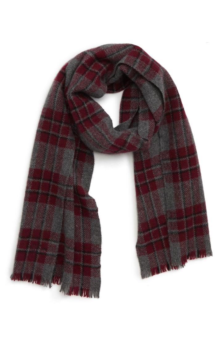 Men's Hickey Freeman Cashmere Grid Plaid Scarf
