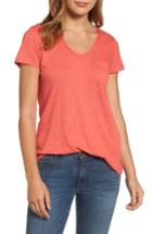 Women's Caslon Rounded V-neck Tee - Coral