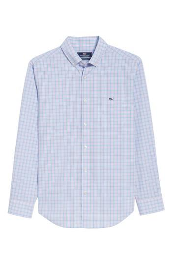 Men's Vineyard Vines Captain Lyford Classic Fit Stretch Check Sport Shirt - Blue