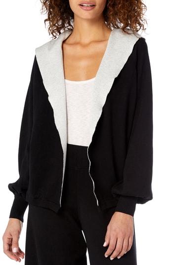 Women's Michael Stars Reversible Hooded Cardigan - Black