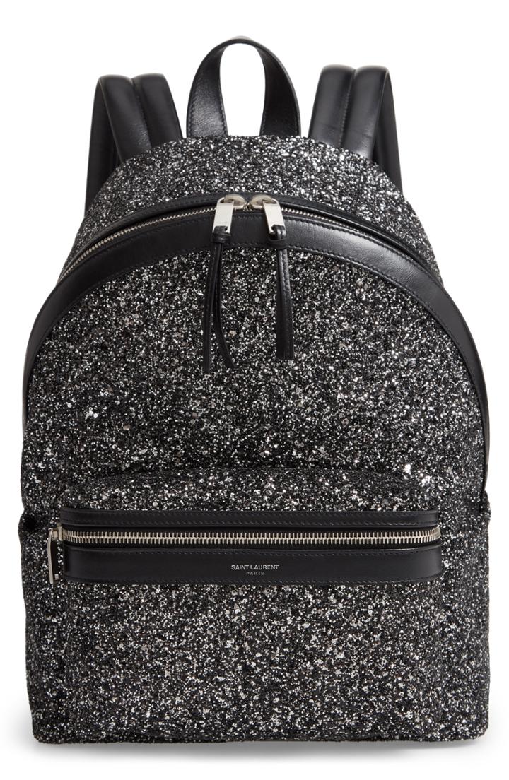 Saint Laurent Mini City Glitter Backpack -