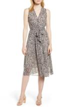 Women's Anne Klein Animal Print Chiffon Midi Dress - Beige