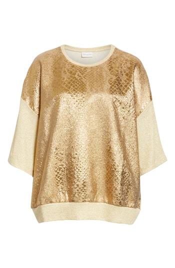 Women's Dries Van Noten Metallic Front Knit Tee - Metallic