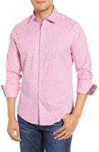Men's Stone Rose Trim Fit Print Sport Shirt, Size - Pink