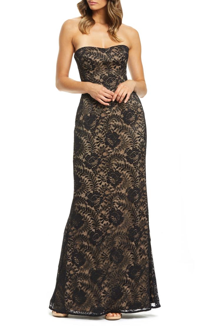 Women's Dress The Population Gretta Strapless Stretch Lace Evening Dress