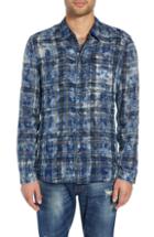 Men's John Varvatos Star Usa Reversible Plaid Shirt, Size - Blue