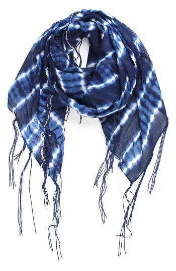 Women's Michael Stars Tie Dye Fringe Scarf, Size - Blue