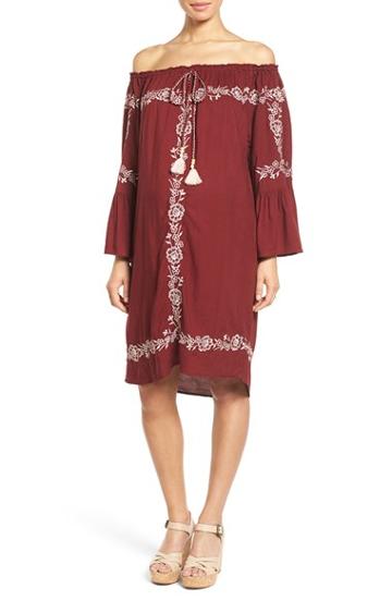 Women's Fillyboo 'finding California' Embroidered Off The Shoulder Maternity Dress