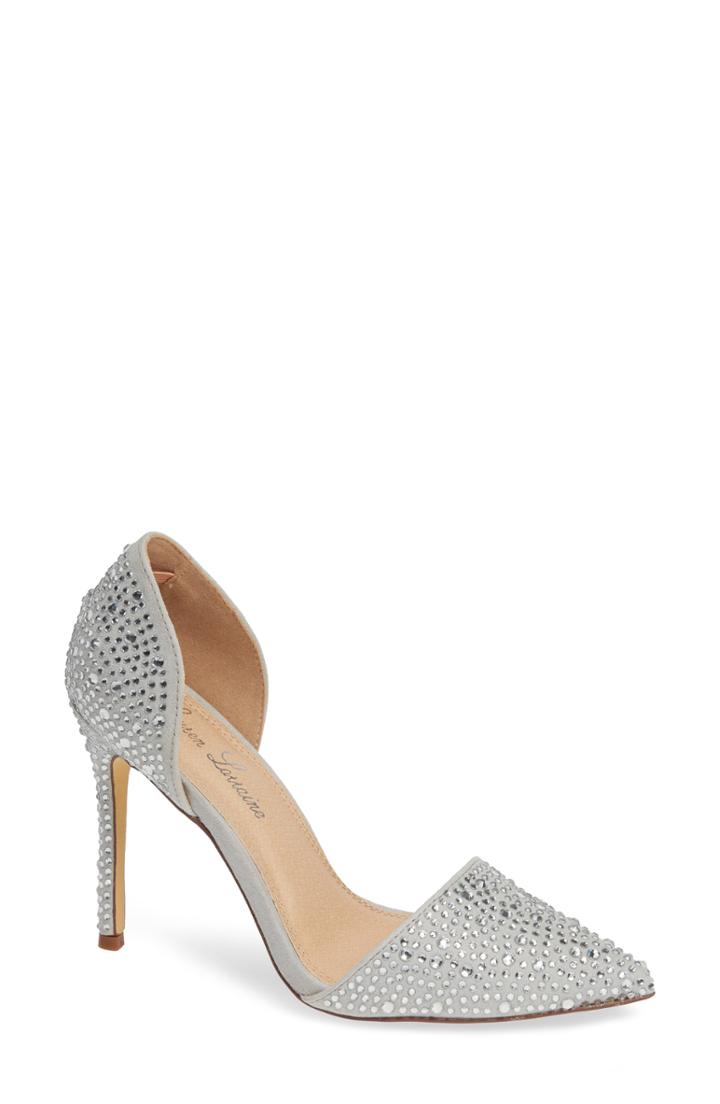 Women's Lauren Lorraine Sari Crystal Embellished D'orsay Pump .5 M - Metallic