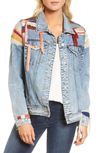 Women's Blanknyc Liquid Summer Beaded Denim Jacket - Blue