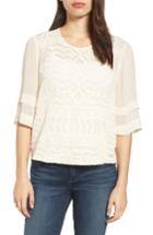 Women's Lucky Brand Embroidered Front Blouse - Ivory