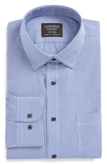 Men's Nordstrom Men's Shop Smartcare(tm) Traditional Fit Micro Check Dress Shirt .5 32/33 - Blue