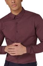 Men's Topman Muscle Fit Polka Dot Sport Shirt, Size - Burgundy