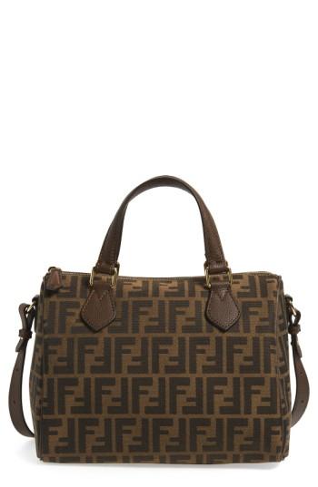 Fendi 'zucca Boston' Logo Jacquard Satchel - Brown