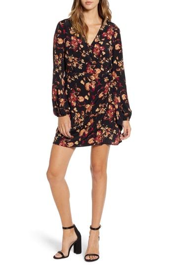 Women's Leith Long Sleeve Surplice Wrap Dress, Size - Black