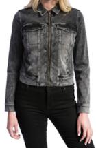 Women's Liverpool Jeans Company Front Zip Knit Denim Jacket - Black