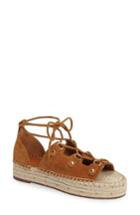 Women's Marc Fisher Ltd Vally Lace-up Platform Espadrille .5 M - Brown