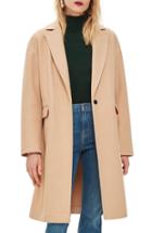 Women's Topshop Lily Knit Back Midi Coat Us (fits Like 14) - Beige