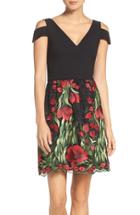 Women's Aidan By Aidan Mattox Embroidered Fit & Flare Dress