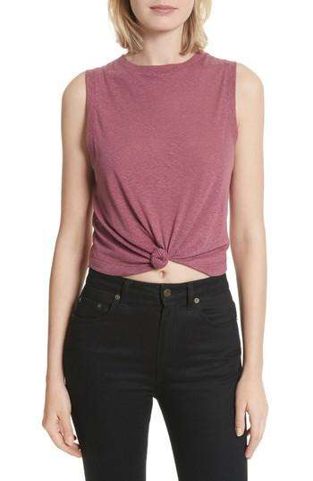 Women's Twenty Lexington Knot Front Jersey Crop Tank - Pink