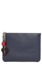 Christian Louboutin Loubicute Leather Pouch With Charms - Blue