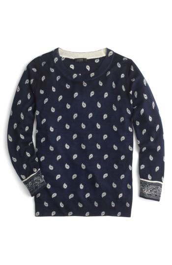 Women's J.crew Bandana Print Tippi Sweater - Blue