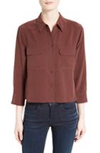 Women's Equipment 'signature' Crop Three Quarter Sleeve Shirt - Red