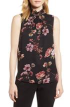Women's Vince Camuto Garden Fleur Ruffle Neck Blouse, Size - Black